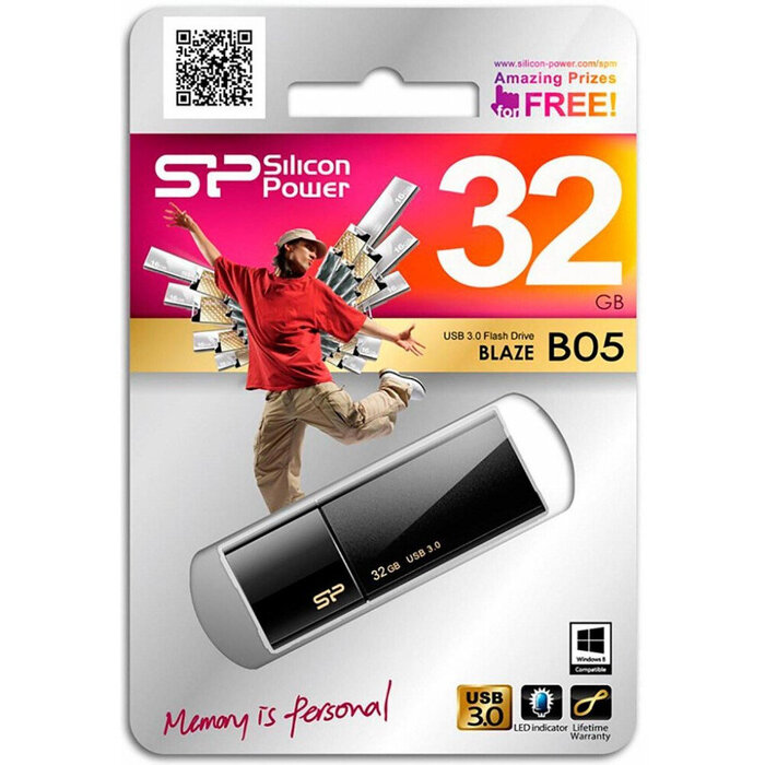USB Flash накопитель Silicon Power Blaze B05 (SP032 ГБUF3B05V1K) 32 ГБ, черный №3