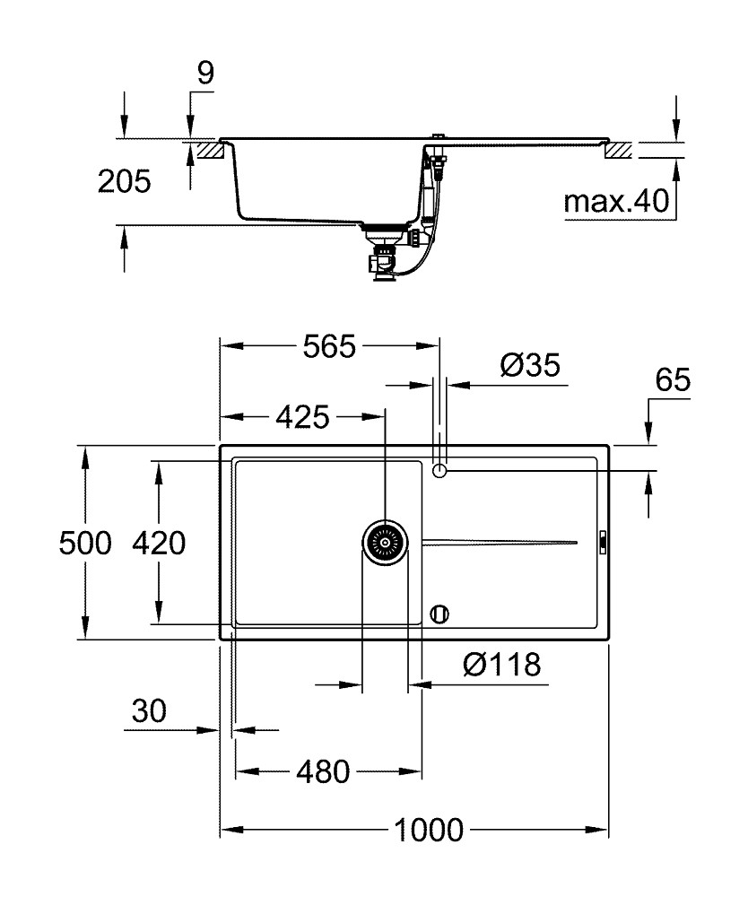 Кухонная мойка Grohe K400 31640AP0  детальное изображение - 8
