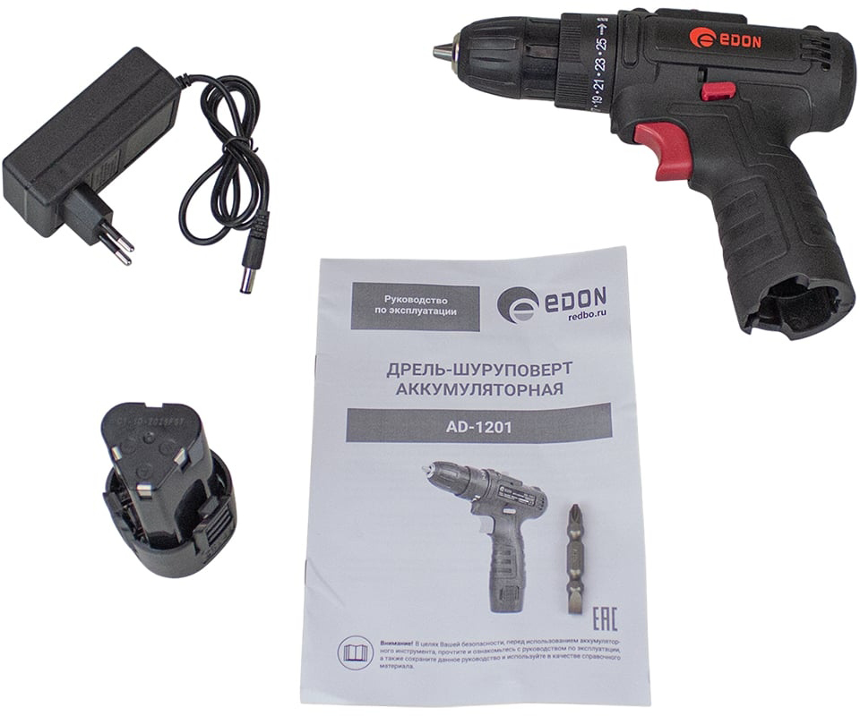 Аккумуляторная дрель-шуруповерт Edon AD-1201, 12 В, 30 Нм, 1.5 А·ч, 15417 детальное изображение - 4