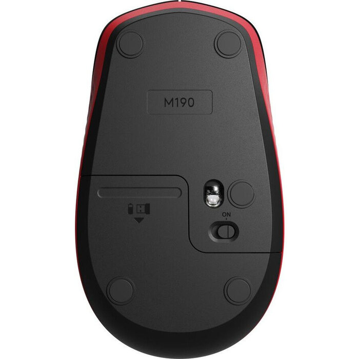 Мышь Logitech M190  (910-005908910-005904910-005926), Красный, Черный №4