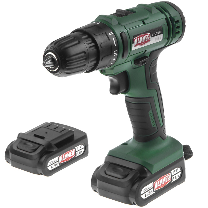 Аккумуляторная дрель-шуруповерт HAMMER Flex ACD12BS 680327, 12 В, 32 Нм, 2 А·ч  №1