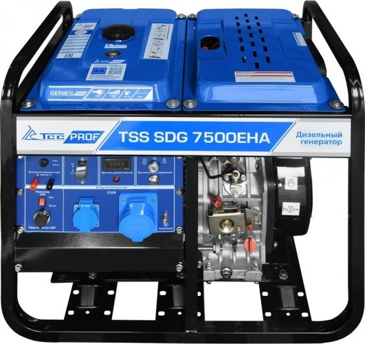 Генератор дизельный с воздушным охлаждением ТСС SDG 7500EHA 100026, открытый, 7 кВт, Синий детальное изображение - 1