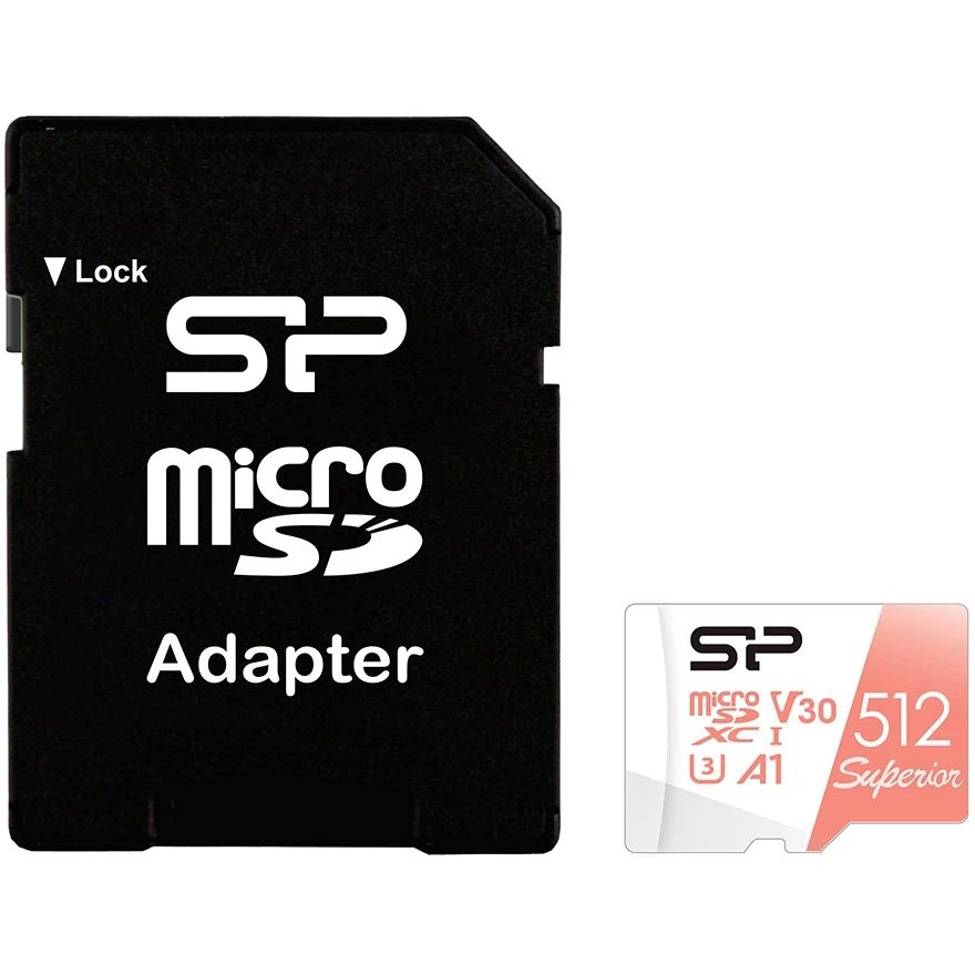 Карта памяти Silicon Power Superior MicroSD + SD адаптер (SP512GBSTXDV3V20SP), 512 Гб детальное изображение - 1