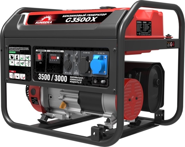 Генератор бензиновый SUNREKA G3500X 211001, 3 кВт, Красный детальное изображение - 1