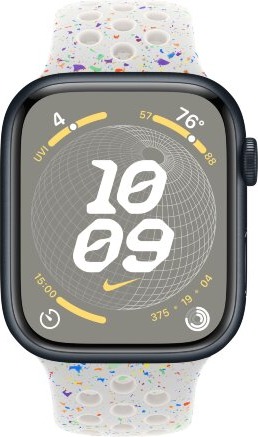 Умные часы Apple Watch Series 9 Midnight Aluminum Case with Nike Sport Band Pure Platinum, 41 mm, Чистая платина детальное изображение - 2