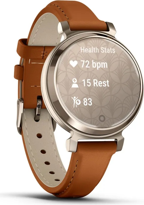 Смарт-часы Garmin Lily 2 Classic, 35 мм, с безелем цвета кремовое золото, коричневый кожаный ремешок детальное изображение - 5