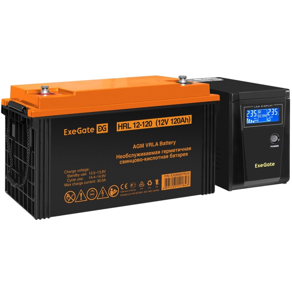 ИБП ExeGate SineTower SZ-600.LCD.AVR.1SH + HRL 12-100 (100Ач) детальное изображение - 1