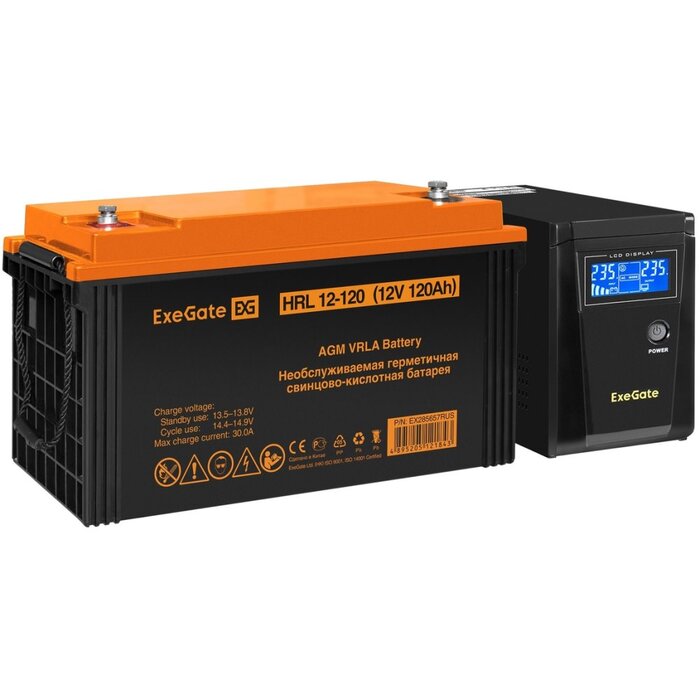 ИБП ExeGate SineTower SZ-600.LCD.AVR.1SH + HRL 12-100 (100Ач) №1