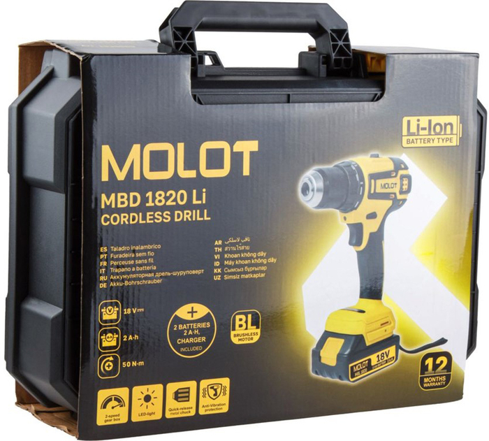 Аккумуляторная дрель-шуруповерт MOLOT MBD 1820 Li 1335569, 18 В, 50 Нм, 2 А·ч  №3