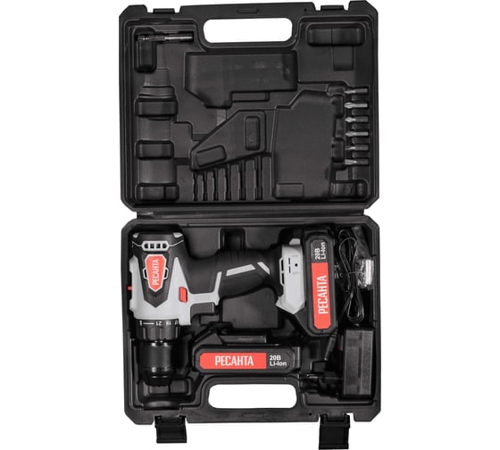 Аккумуляторная дрель-шуруповерт Ресанта ДА-20-2ЛК-Б 75/14/10, 20 В, 55 Нм, 2 А·ч детальное изображение - 9