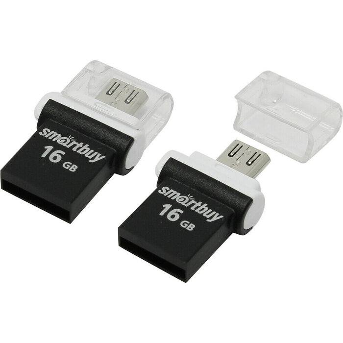 USB Flash накопитель SmartBuy Poko OTG (SB16 ГБPO-K) 16 ГБ, черный №1