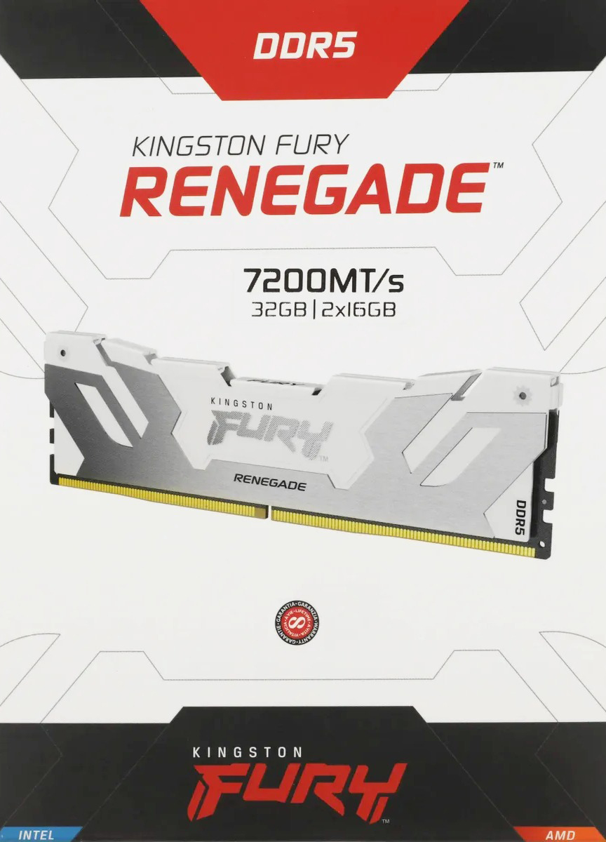 Оперативная память Kingston Fury Renegade White DDR5 7200MHz, KF572C38RWK2-32, 2x16 Гб KIT, 32 Гб детальное изображение - 3