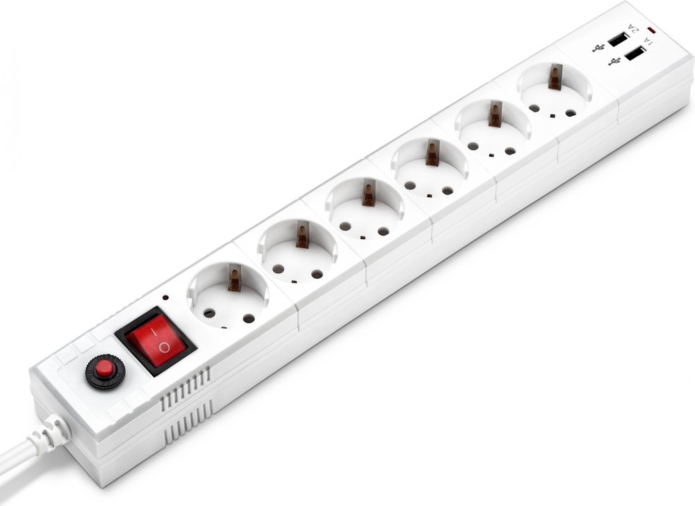 Сетевой фильтр Buro BU-SP1.8_USB_2A-W, 1.8 м, Белый детальное изображение - 2