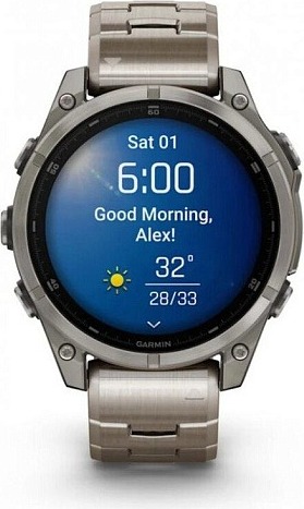 Смарт-часы Garmin Fenix 8 AMOLED Sapphire DLC, 47 мм, Титановый светло-серый, титановый ремешок детальное изображение - 8