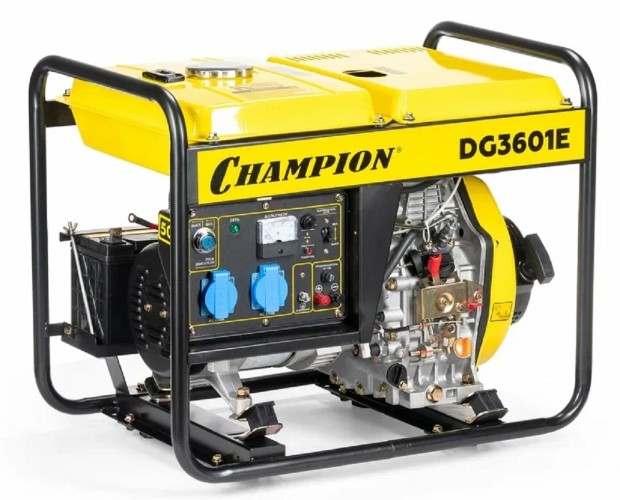 Генератор дизельный с воздушным охлаждением CHAMPION DG3601E, открытый, 2.7 кВт, Желтый детальное изображение - 2