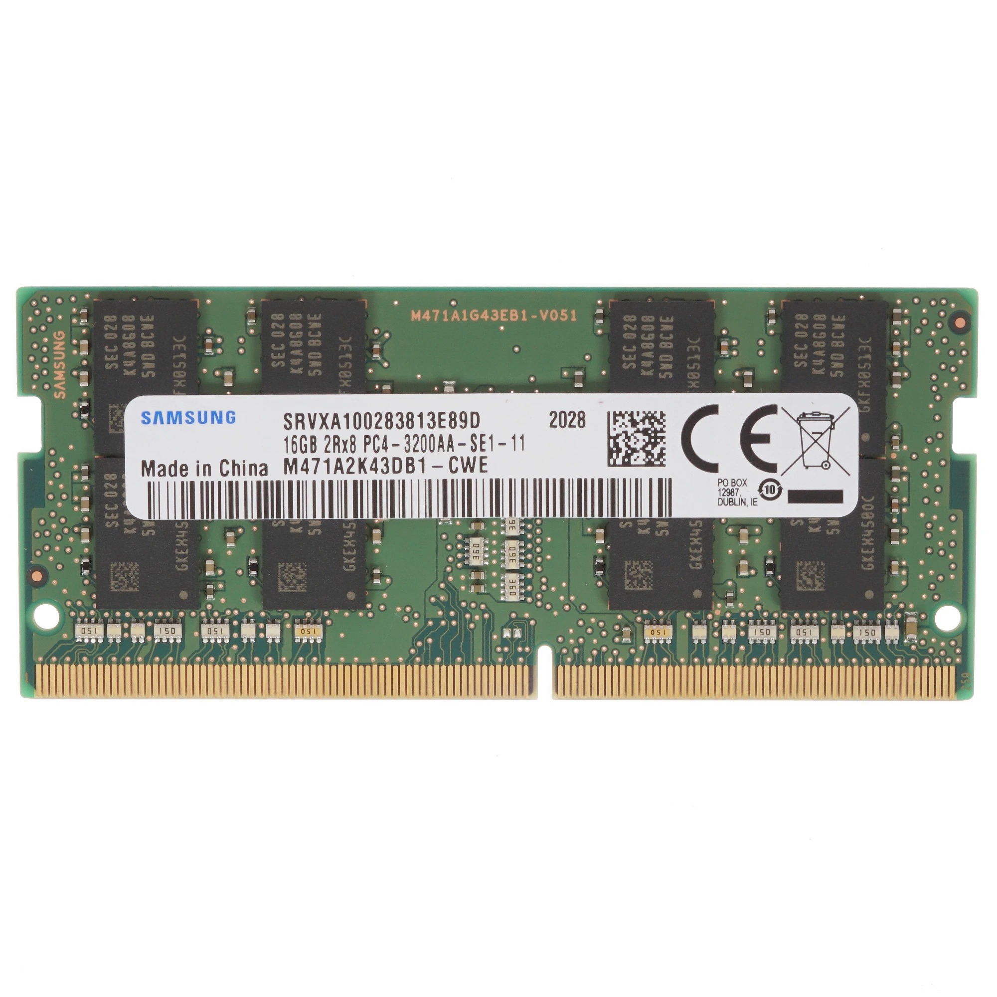 Оперативная память Samsung SO-DIMM OEM DDR4 3200MHz, M471A2K43DB1-CWE, 16 Гб детальное изображение - 1