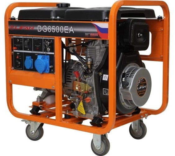 Генератор дизельный с воздушным охлаждением LIFAN DG6500EA, открытый, 5 кВт, Оранжевый детальное изображение - 2