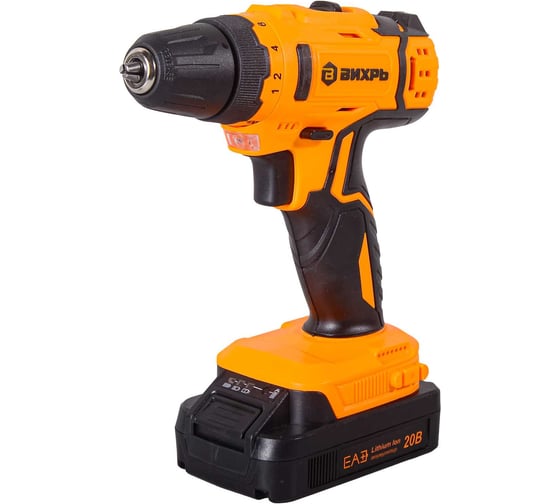 Аккумуляторная дрель-шуруповерт Вихрь ДА-20Л-2КА, 42 Нм, 20 В детальное изображение - 1