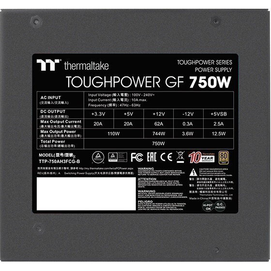 Блок питания Thermaltake Toughpower GF (PS-TPD-0750FNFAGE-2), 750 Вт детальное изображение - 5
