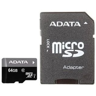 Карта памяти ADATA MicroSD + SD адаптер (AUSDX64GUICL10-RA1), 64 Гб детальное изображение - 1