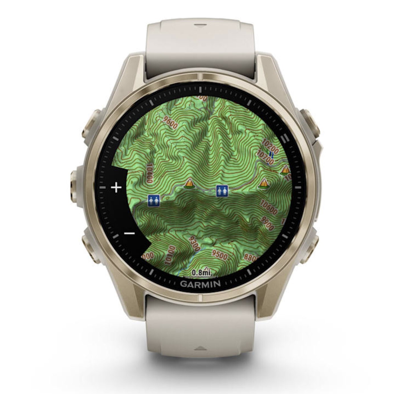 Смарт-часы Garmin Fenix 8 AMOLED Sapphire, 43 мм, Золотистый, Серый кожаный ремешок детальное изображение - 8