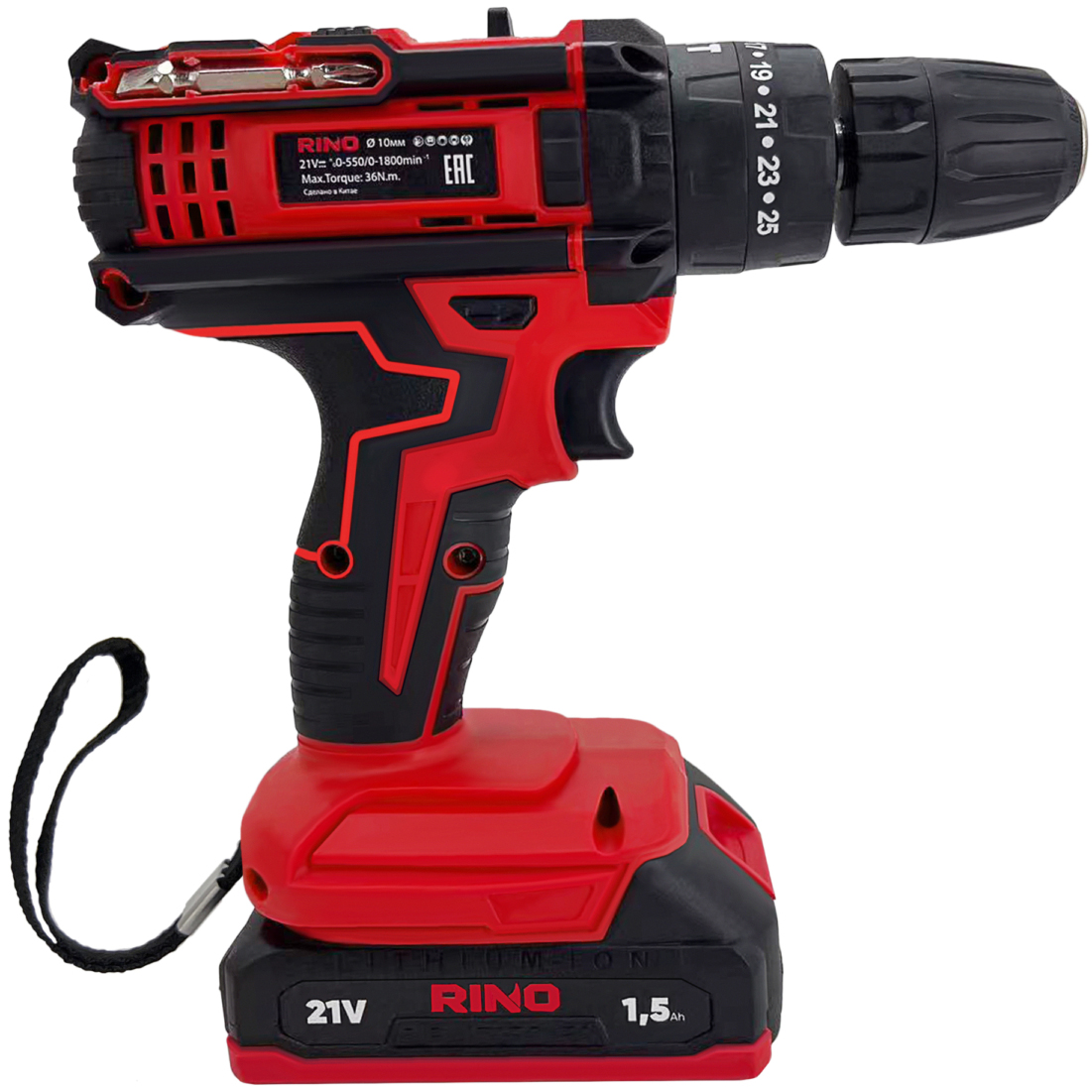 Аккумуляторная дрель-шуруповерт RINO DRL2-1, 21 В, 36 Нм, 1.5 А·ч  детальное изображение - 2