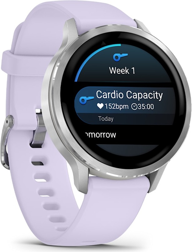 Смарт-часы Garmin Venu 4 41 мм, Серебряный с сиренево-голубым ремешком детальное изображение - 2