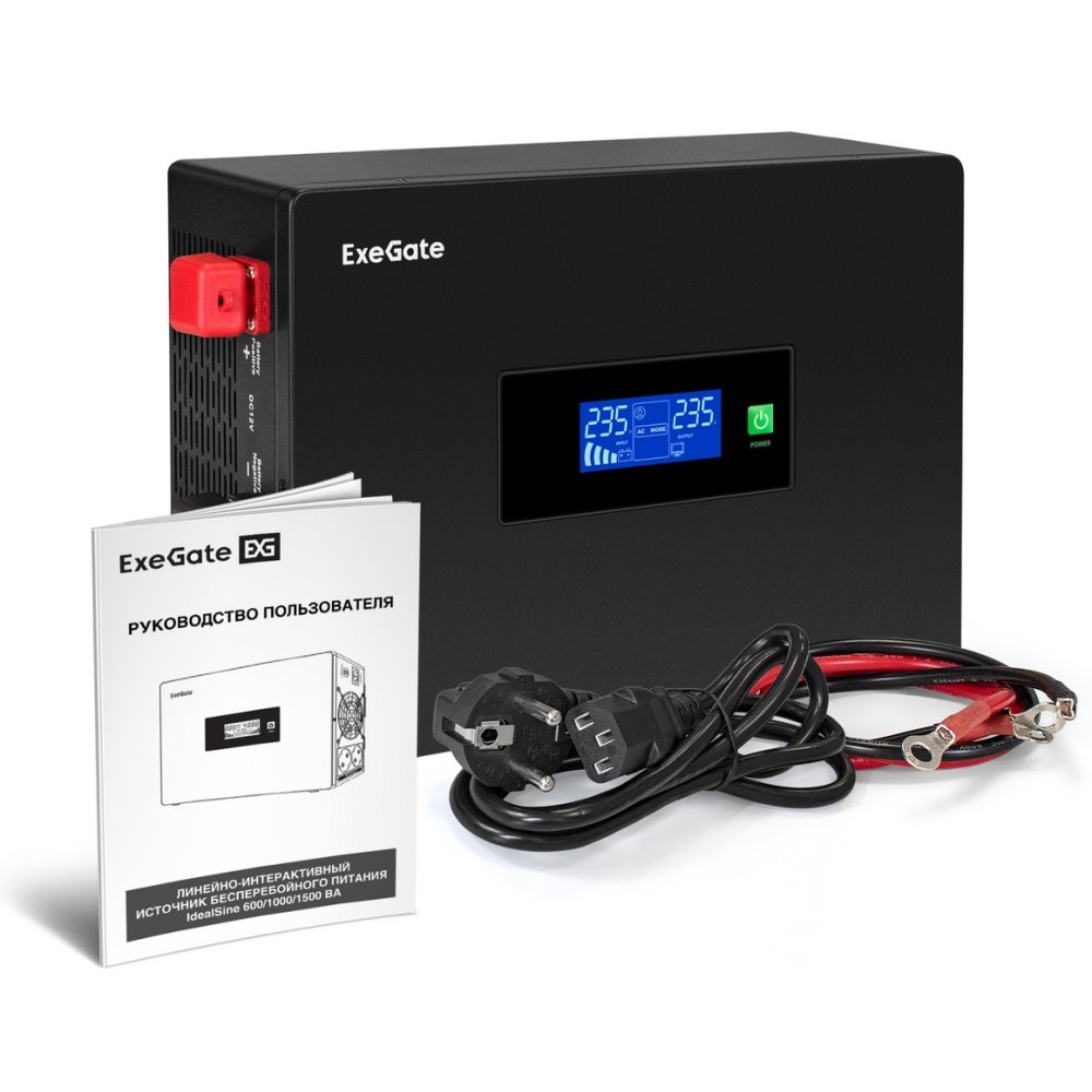 ИБП ExeGate IdealSine SR-1000.LCD.2SH + HRL 12-120 (120Ач) + батарея детальное изображение - 5