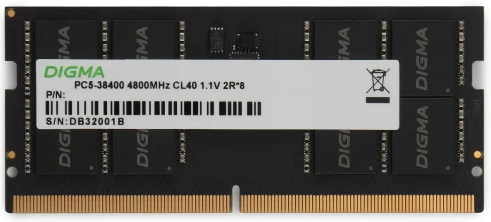 Оперативная память Digma SO-DIMM DDR5 4800MHz, DGMAS5480008S, 8 Гб детальное изображение - 1