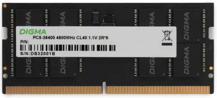 Оперативная память Digma SO-DIMM DDR5 4800MHz, DGMAS5480008S, 8 Гб №1