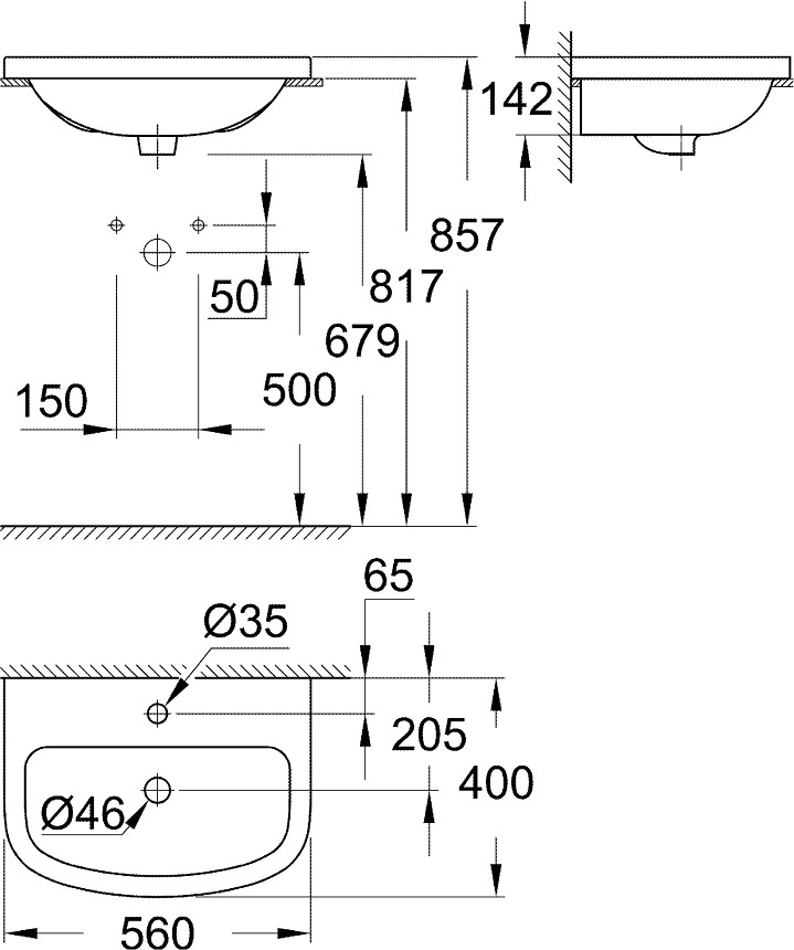 Умывальник Grohe Bau 39422000  детальное изображение - 2