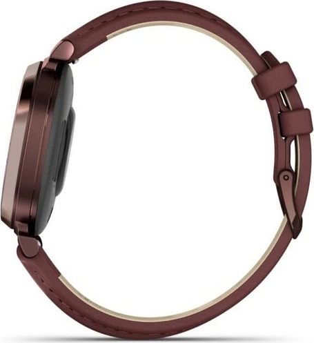 Смарт-часы Garmin Lily 2 Classic, 35 мм, с безелем темно-бронзового цвета, кожаный ремешок ежевичного цвета детальное изображение - 4
