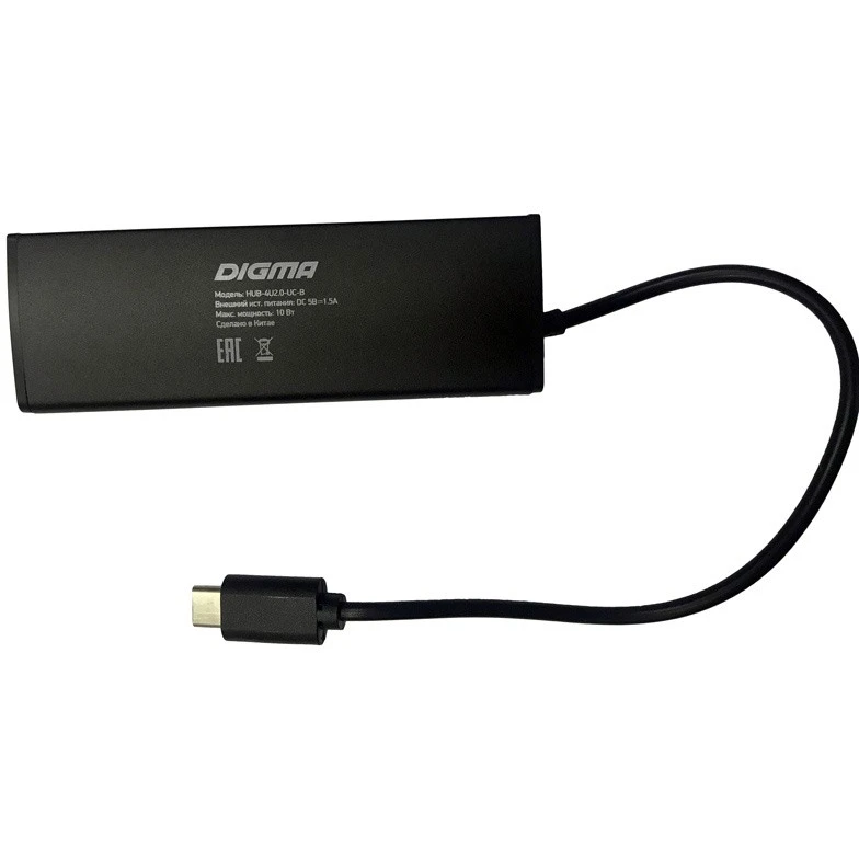 USB-концентратор Digma HUB-4U2.0-UC-B, Черный детальное изображение - 2