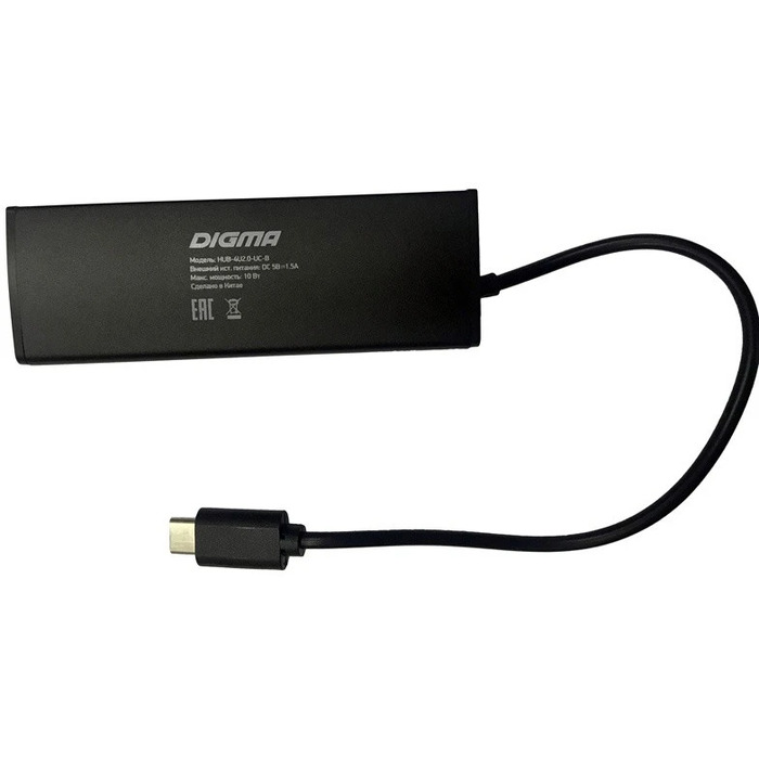USB-концентратор Digma HUB-4U2.0-UC-B, Черный №2