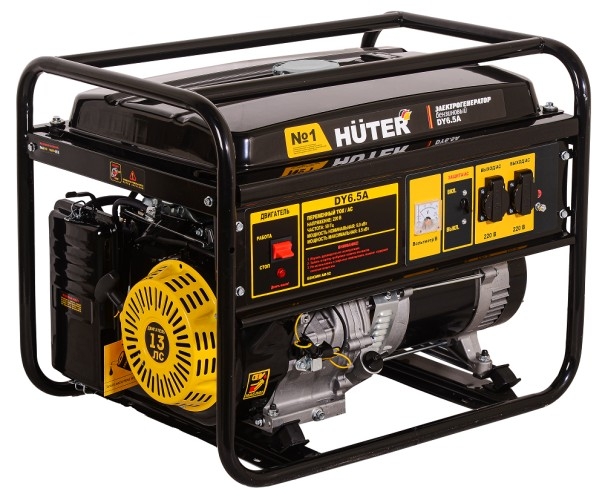Генератор бензиновый HUTER DY6.5A 64/1/57, 5 кВт, Черный детальное изображение - 1