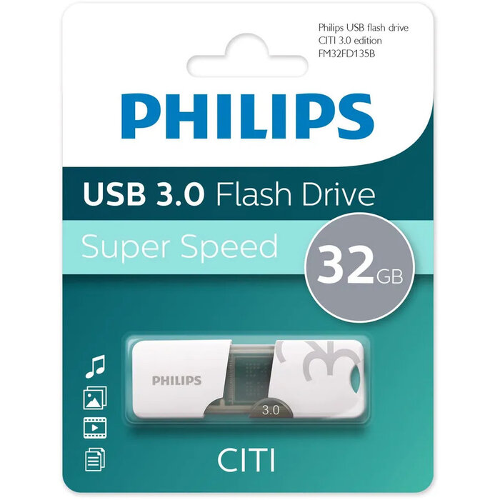 USB Flash накопитель Philips CITI3.0 32 ГБ, черный №1