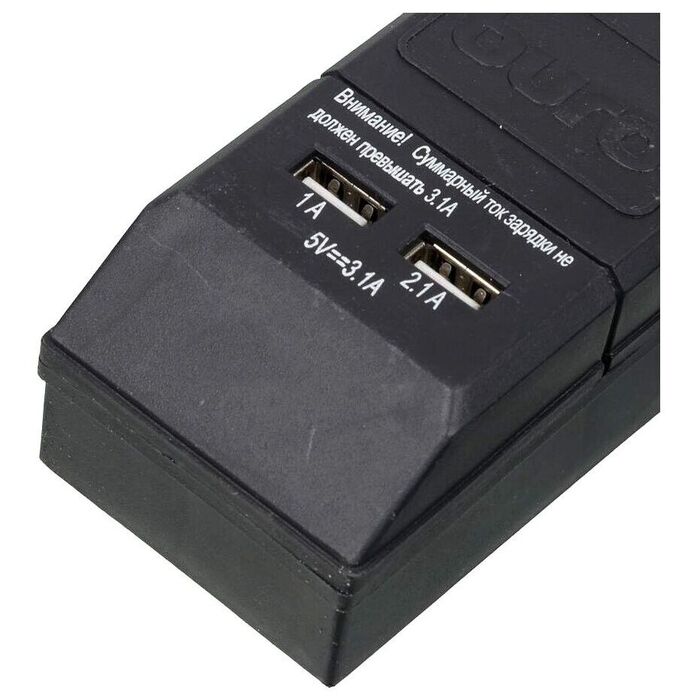 Сетевой фильтр Buro BU-SP5_USB_2A-B, 5 м, Черный №2