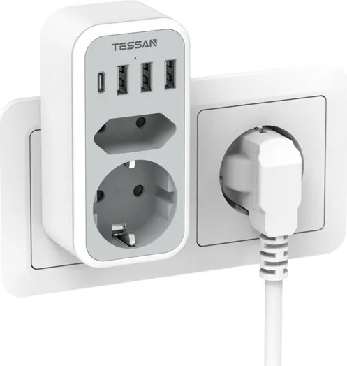 Сетевой фильтр Tessan TS-328, Белый детальное изображение - 1