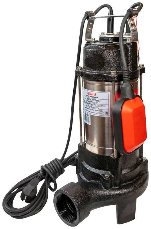 Насос фекальный Ресанта НФ-17000Л, 280 л/мин, 50 мм, напор 9 м, d=50 мм, 1100 Вт, Серый детальное изображение - 1