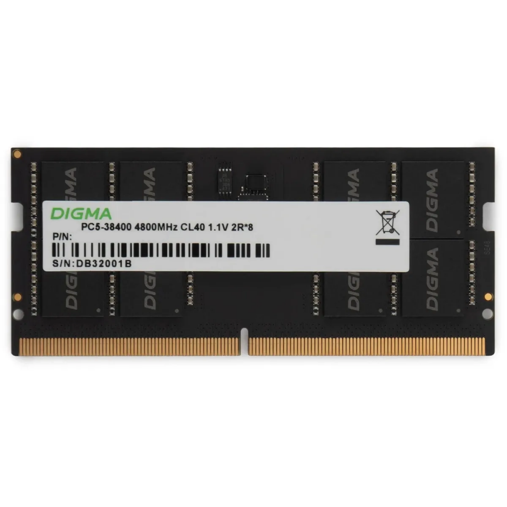 Оперативная память Digma SO-DIMM DDR5 4800MHz, DGMAS54800016S, 16 Гб детальное изображение - 1