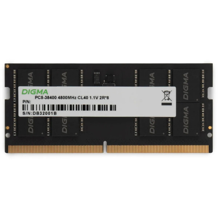 Оперативная память Digma SO-DIMM DDR5 4800MHz, DGMAS54800016S, 16 Гб №1