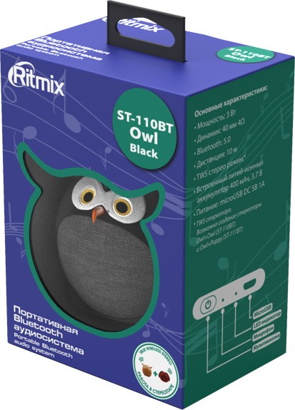 Портативная колонка Ritmix ST-110BT, Черный детальное изображение - 5