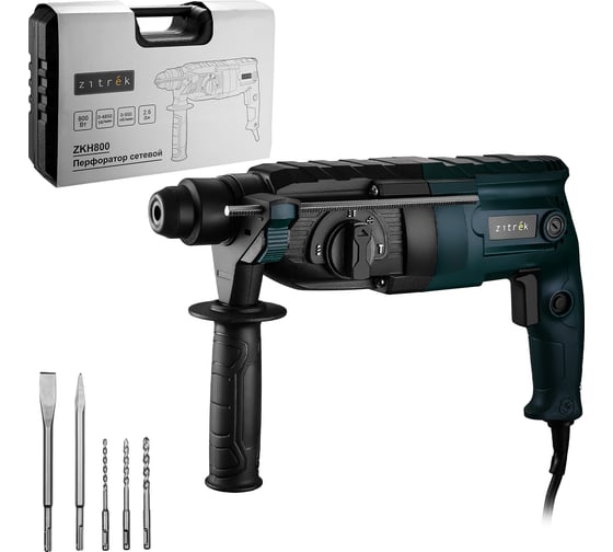 Перфоратор сетевой Zitrek ZKH800 в кейсе, с набором из 5 буров 085-1051, 800 Вт, 2,6 Дж, 0-4850 уд/мин детальное изображение - 1