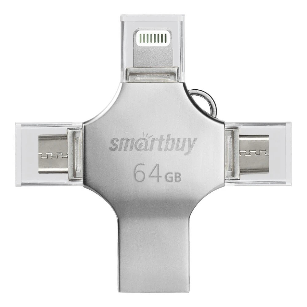 USB Flash накопитель SmartBuy MC15 Metal Quad (SB064 ГБMC15) 64 ГБ, серебряный детальное изображение - 1