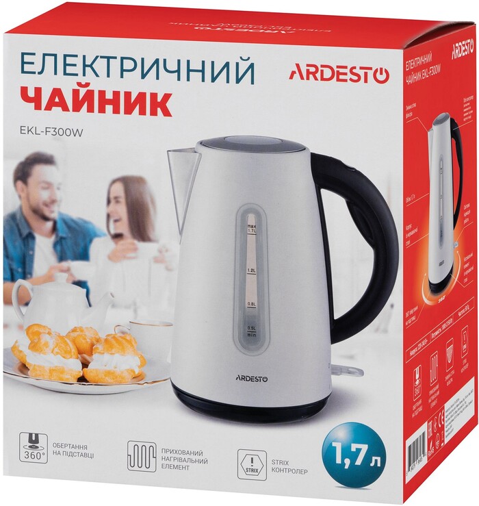 Электрочайник Ardesto EKL-F300W 1.7 л, Белый №5