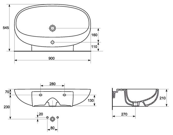 Умывальник Cersanit Kioto 70  №2