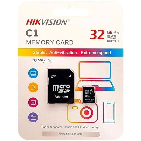 Карта памяти Hikvision C1 MicroSD + SD адаптер (HS-TF-C1/32G), 32 Гб детальное изображение - 1