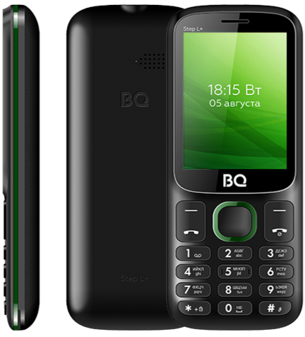 Мобильный телефон BQ 2440 Step L+, 32 Мб, Черный/Зеленый, Dual mini-SIM детальное изображение - 2