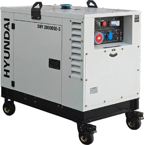 Генератор дизельный с воздушным охлаждением HYUNDAI DHY 20000SE-3, в кожухе, 14 кВт, Белый детальное изображение - 1