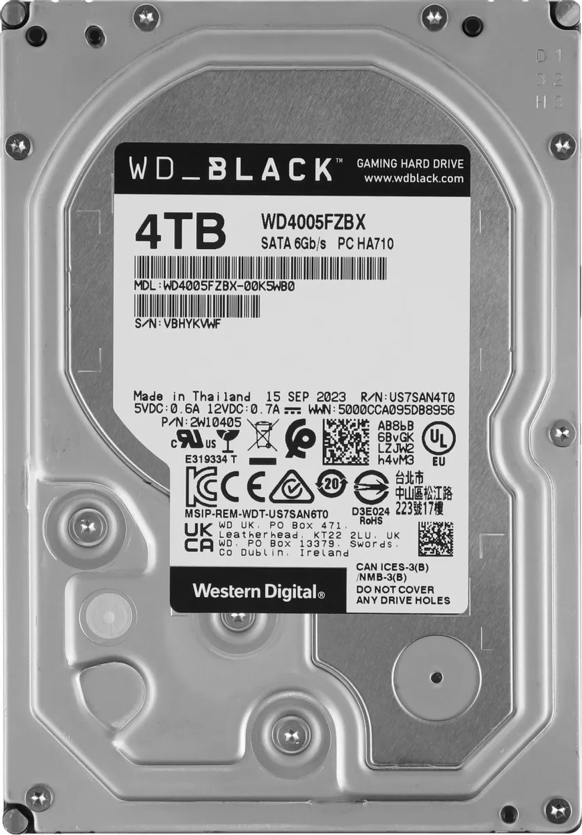 Жёсткий диск WD Black WD4005FZBX, SATA-III, 7200 об/мин, 4 ТБ детальное изображение - 1
